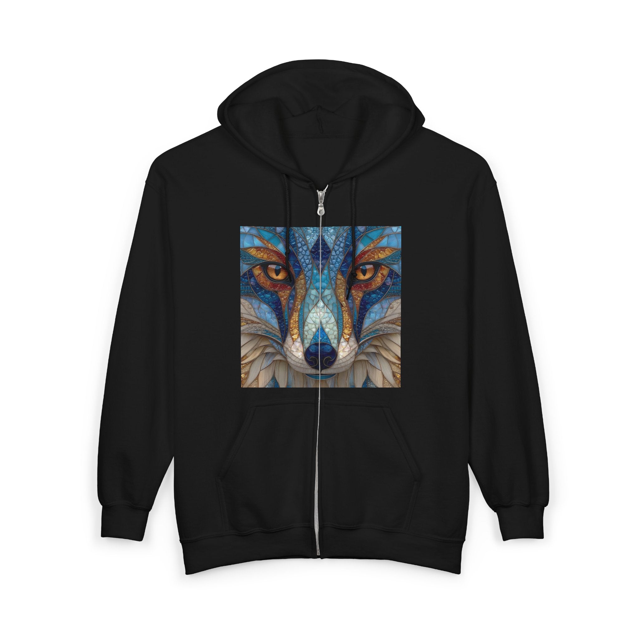 Zip Hoodie — Duke of Dogs Blue Stained Glass Fox