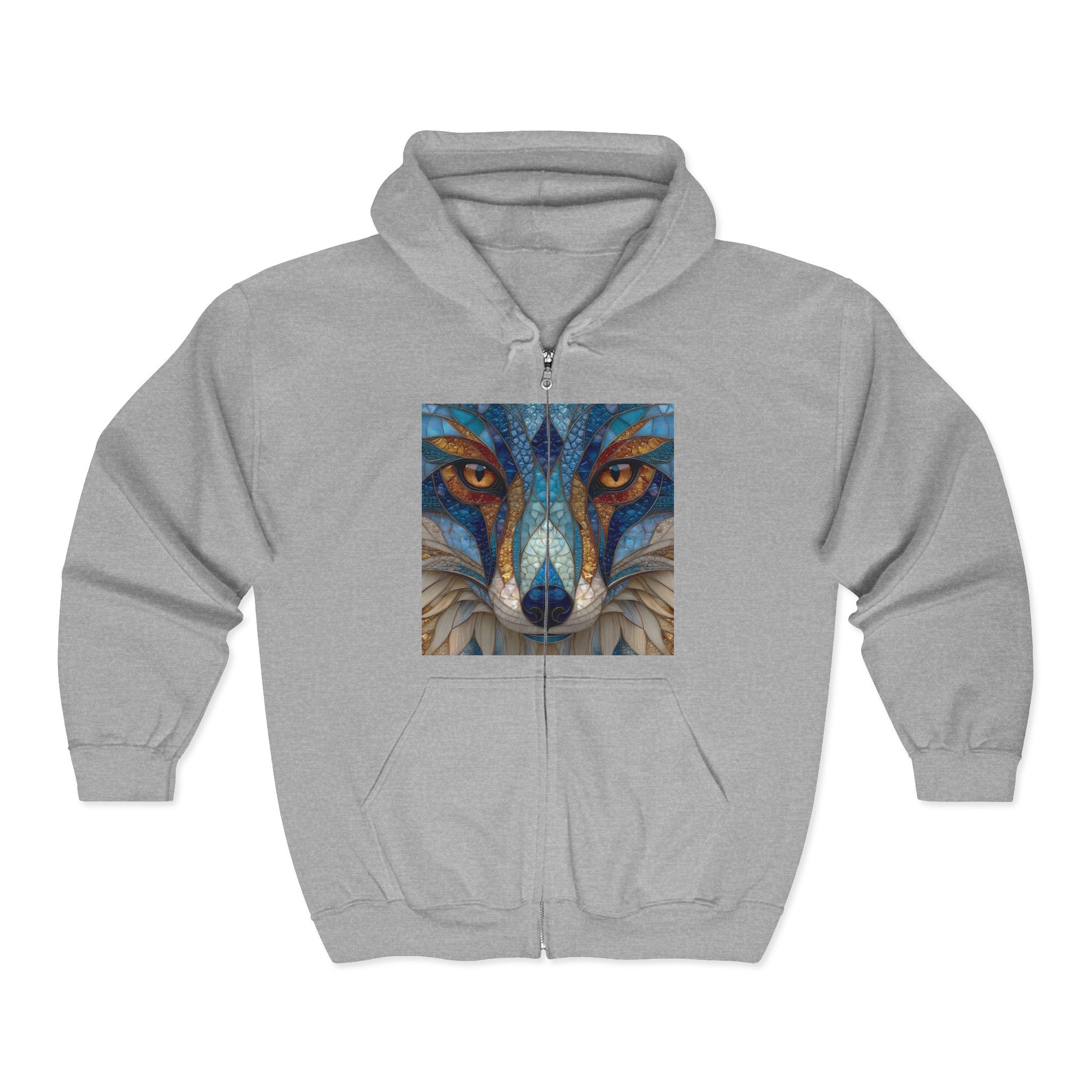 Zip Hoodie — Duke of Dogs Blue Stained Glass Fox