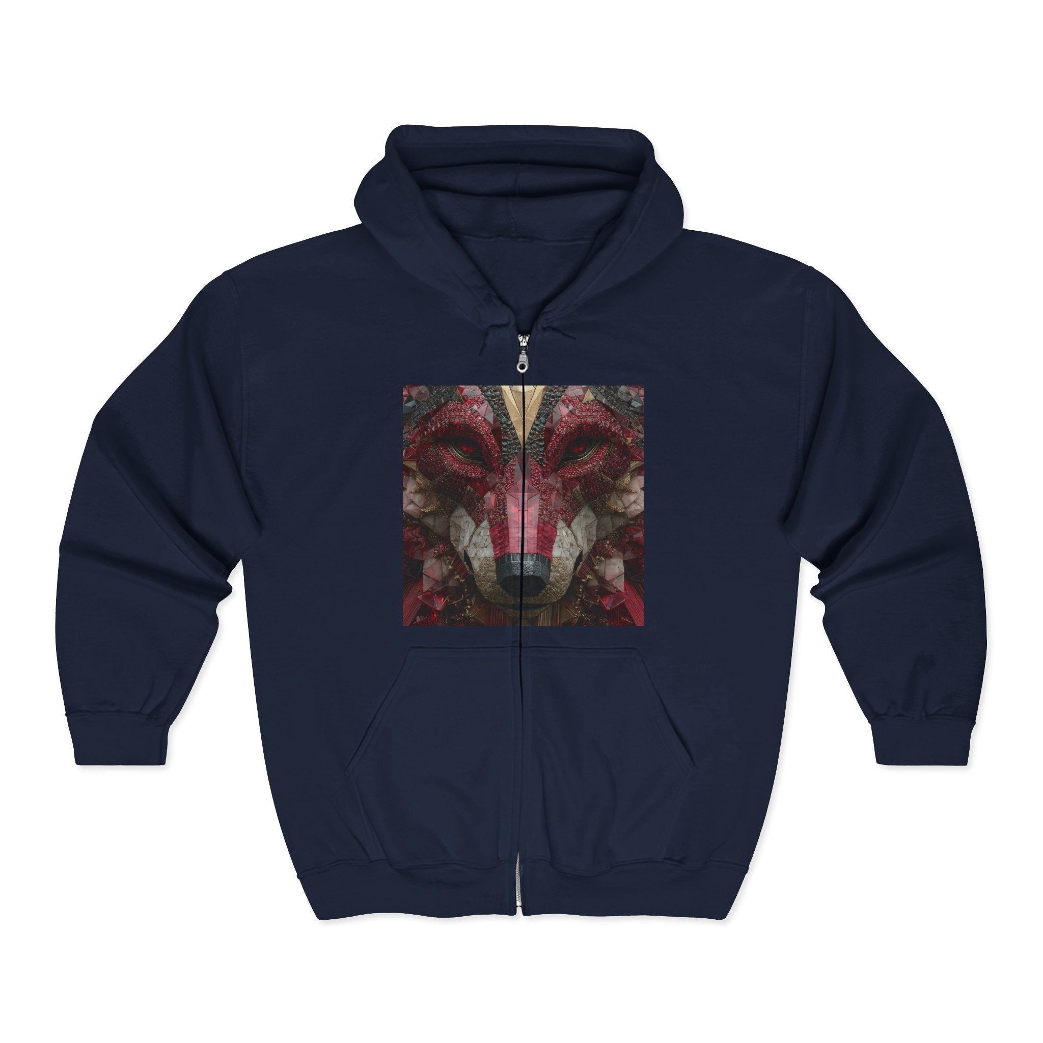 Zip Hoodie — Duke of Dogs Red Ruby Wolf Zip-Up