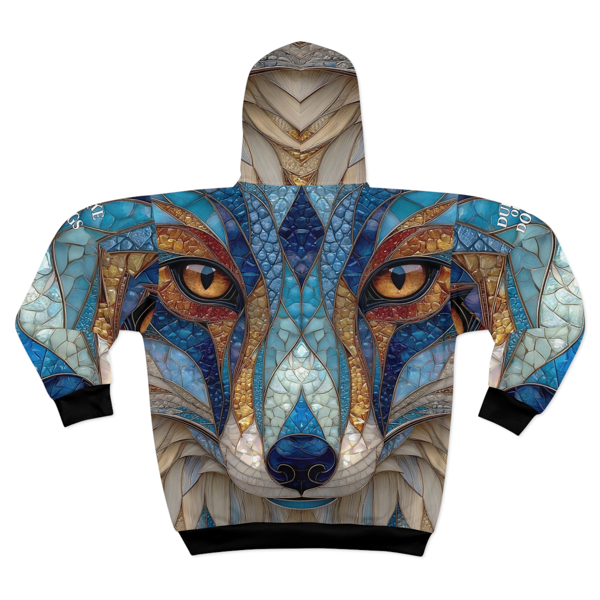 All Over Zip Hoodie —Blue Stained Glass Fox