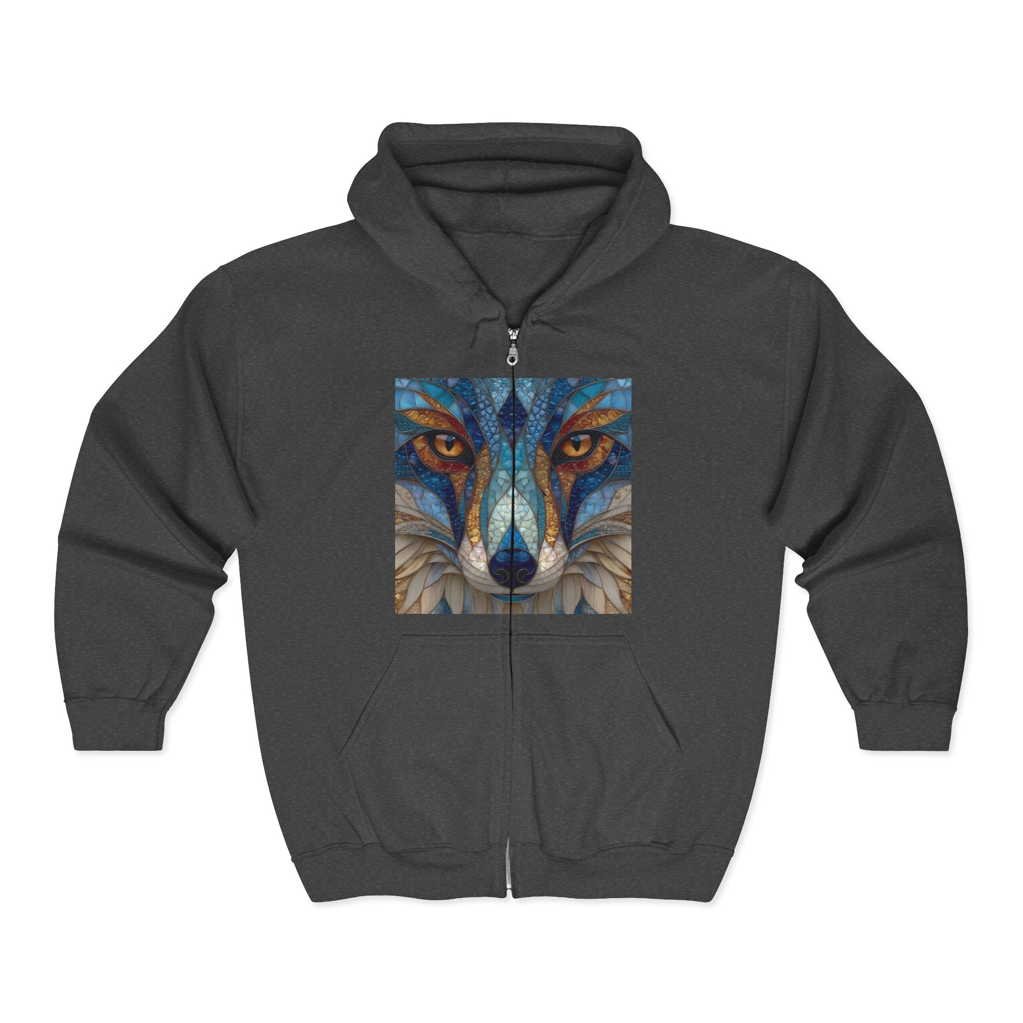 Zip Hoodie — Duke of Dogs Blue Stained Glass Fox