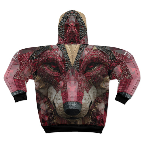 All Over Zip Hoodie — Red Ruby Wolf