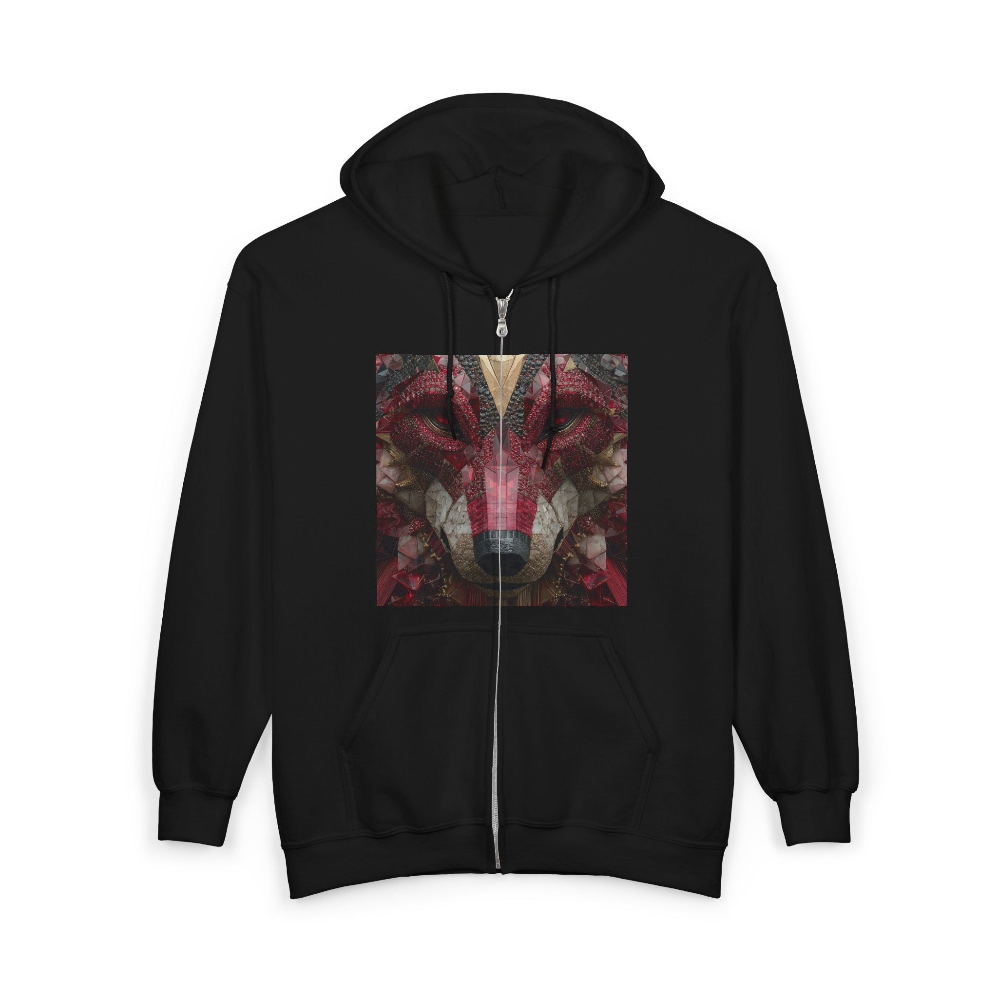Zip Hoodie — Duke of Dogs Red Ruby Wolf Zip-Up