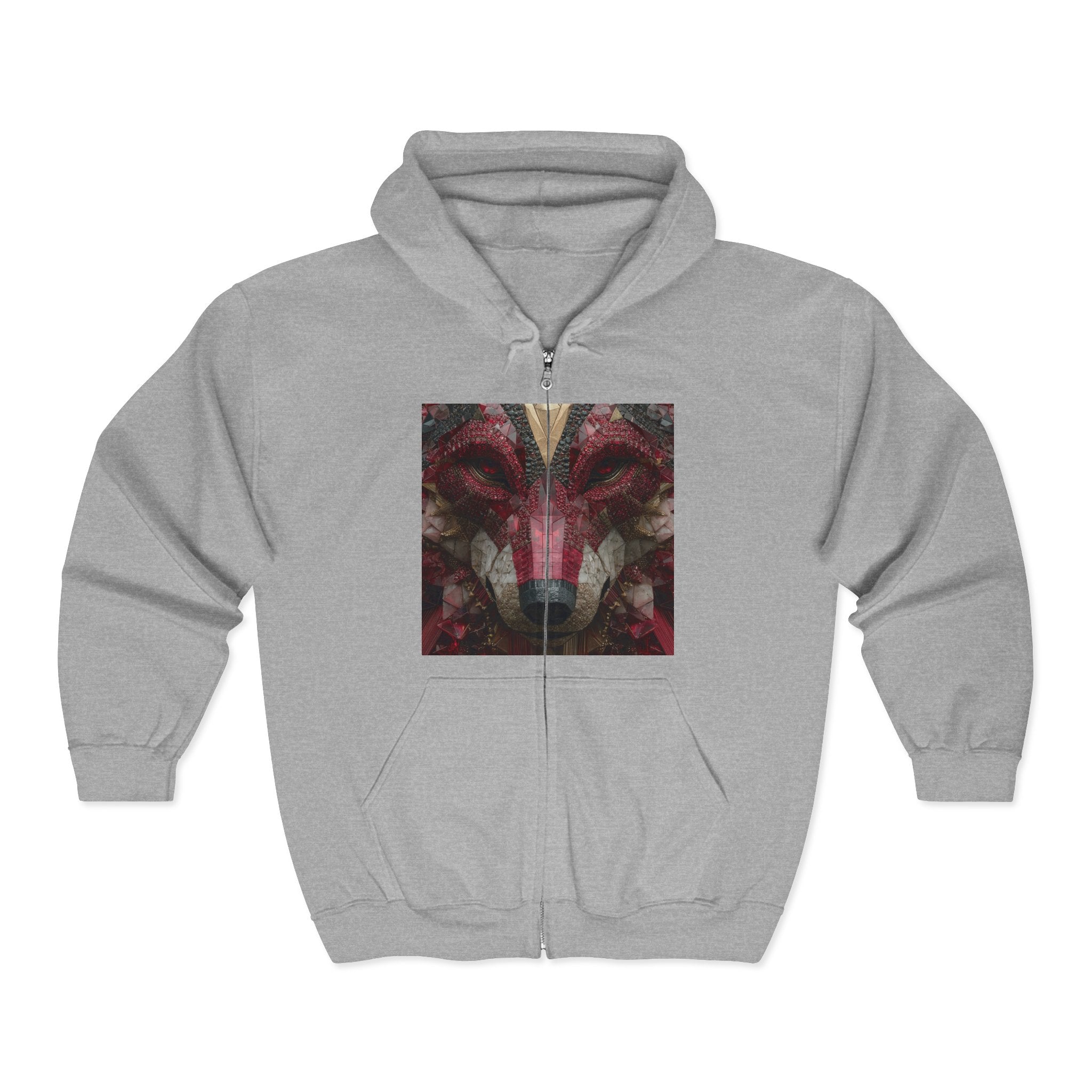 Zip Hoodie — Duke of Dogs Red Ruby Wolf Zip-Up