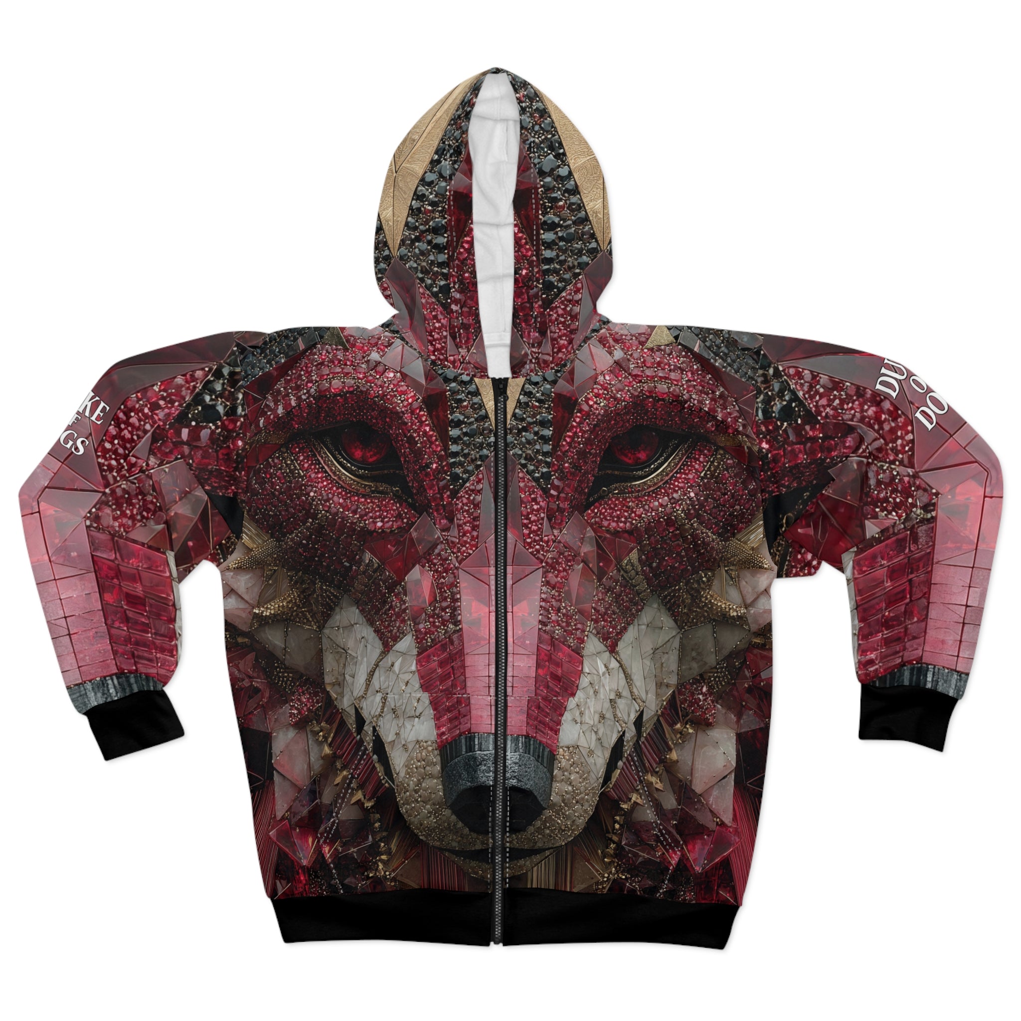All Over Zip Hoodie — Red Ruby Wolf