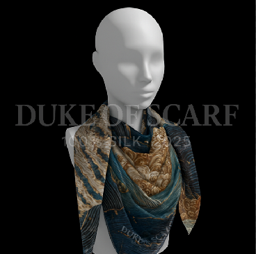 Cat Tiger Metal White Blue Teal Gold 50x50