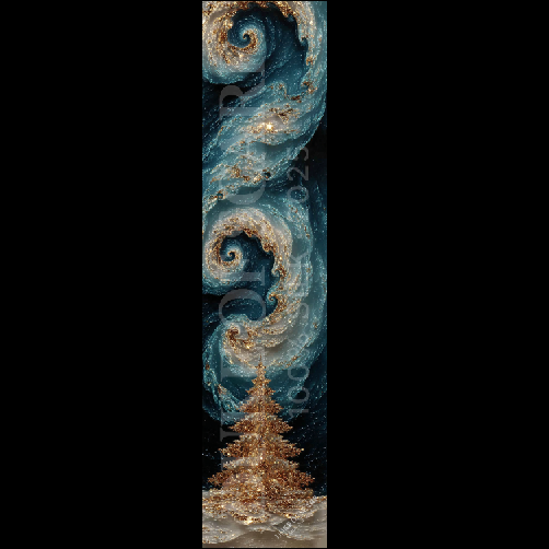 Christmas Tree Stone Minerals Swirl Blue White Gold 72x16